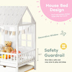Twin House Bed With Trundle, 77.95'' Wooden Playhouse Bed Frame For Kids With Safety Rails & Window--A-B Combo Sale, Please Do Not Purchase Individually
