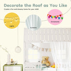 Twin House Bed With Trundle, 77.95'' Wooden Playhouse Bed Frame For Kids With Safety Rails & Window--A-B Combo Sale, Please Do Not Purchase Individually