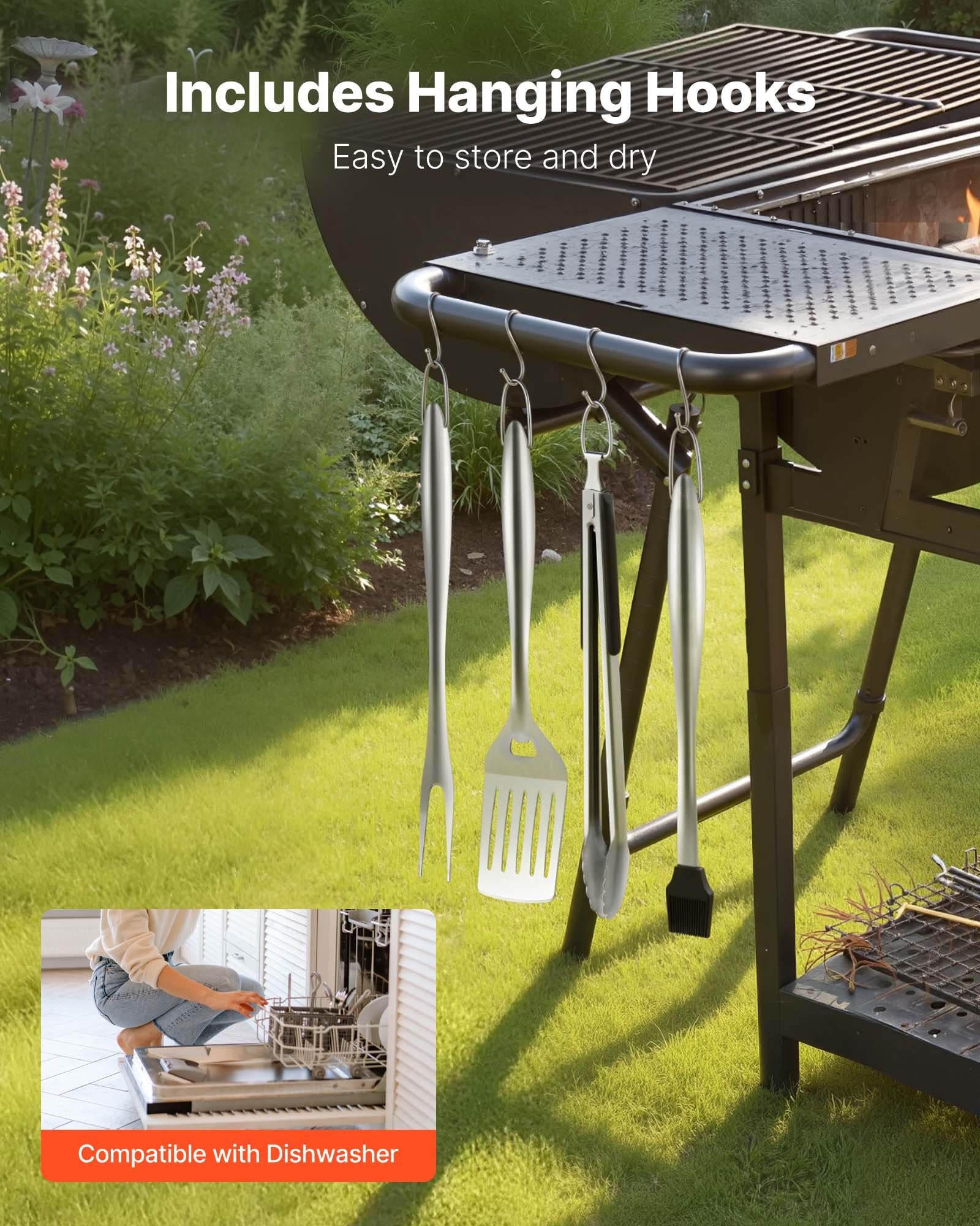 4PCS Grilling Tool Set BBQ Grill Accessories Stainless Steel Barbecue Utensil