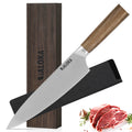 Culivon 8-Inch Professional Japanese Chef Knife – Ultra Sharp Gyuto Kitchen Knife with Full Tang Natural Wood Handle & Gift Box