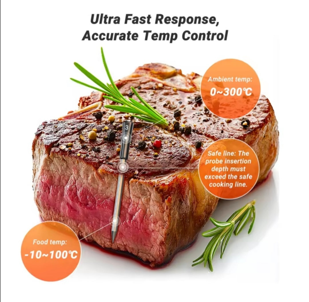 Wireless Bluetooth Barbecue Kitchen Food Thermometer