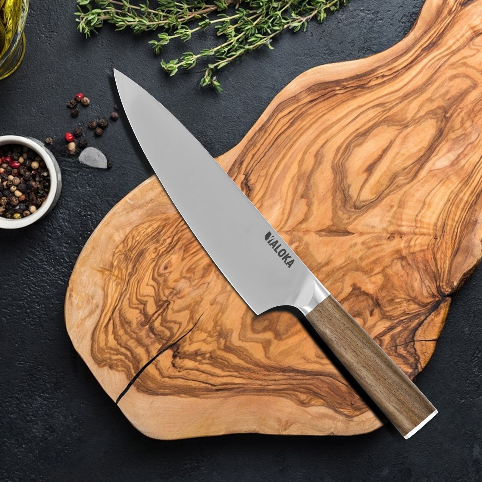 Culivon 8-Inch Professional Japanese Chef Knife – Ultra Sharp Gyuto Kitchen Knife with Full Tang Natural Wood Handle & Gift Box