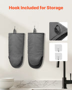 Oven Mitts, Mini Oven Mitt Set With Non-Slip Silicone Strips, High Heat Resistant To 500℉, Lightweight Cotton Baking Mitts 13.07 X 6.1 Inch With 2 No-Marks Hooks For Home, Kitchen, 2 Piece